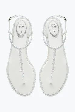 Collezione Sposa|Flat^Rene Caovilla Sandalo Diana Con Cristalli 10 Bianco
