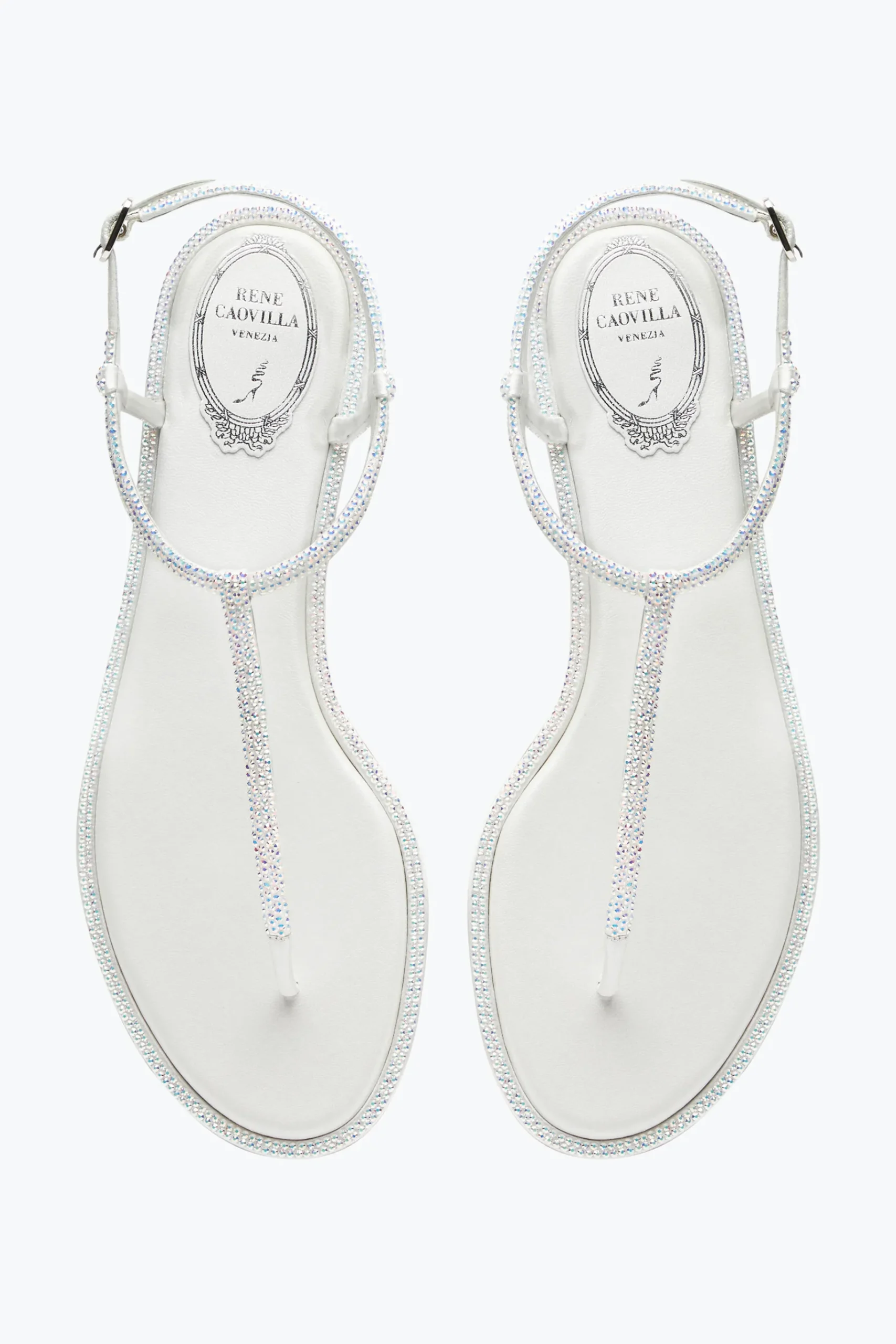 Collezione Sposa|Flat^Rene Caovilla Sandalo Diana Con Cristalli 10 Bianco
