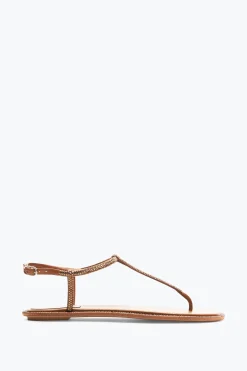 Flat|Sandali^Rene Caovilla Sandalo Diana Con Cristalli 10 Cognac