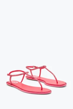 Flat^Rene Caovilla Sandalo Diana Corallo Con Cristalli 10 Rosa