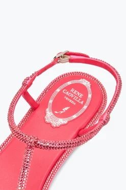 Flat^Rene Caovilla Sandalo Diana Corallo Con Cristalli 10 Rosa