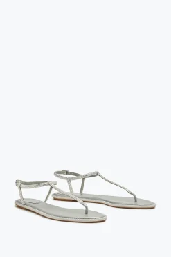 Flat^Rene Caovilla Sandalo Diana Con Cristalli 10 Grigio