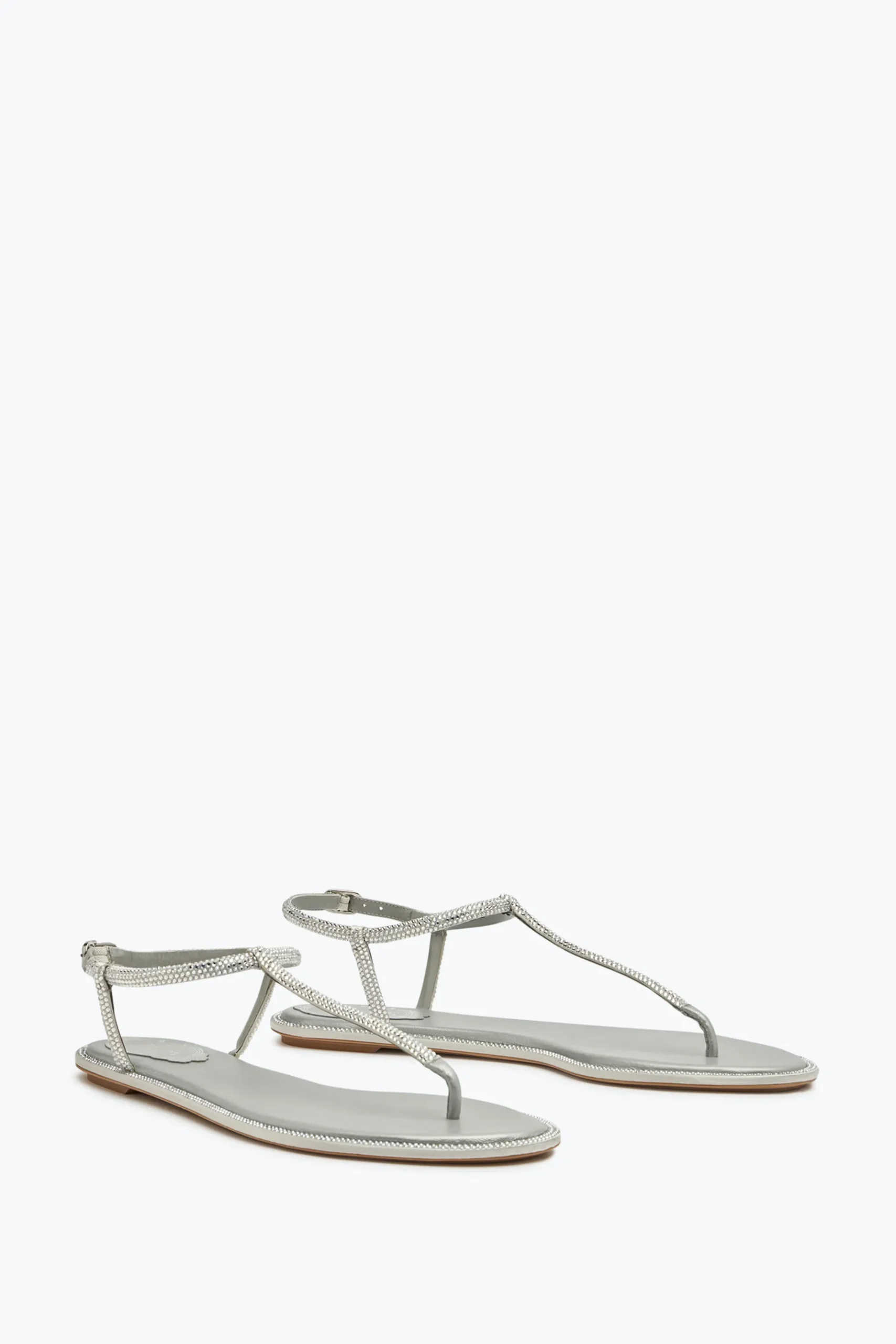 Flat^Rene Caovilla Sandalo Diana Con Cristalli 10 Grigio