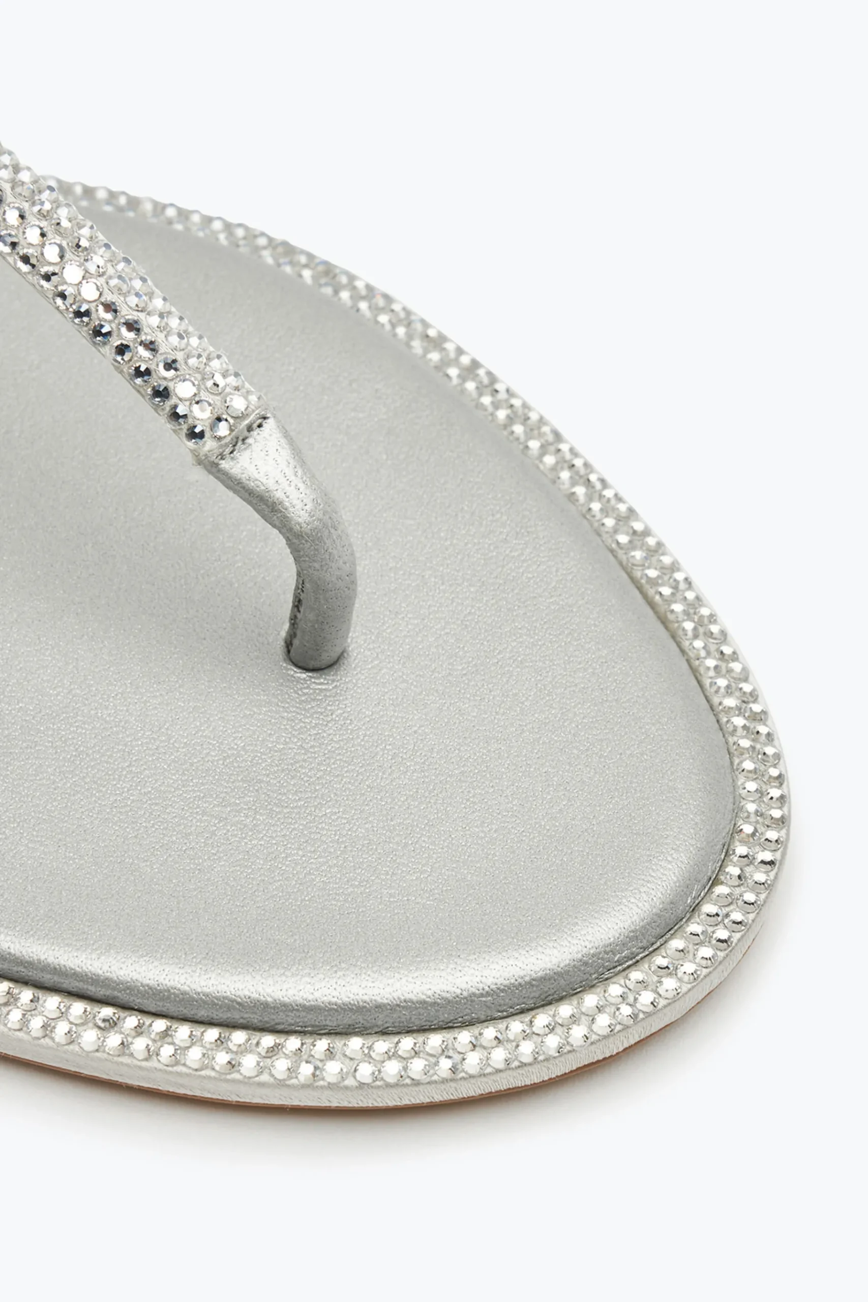 Flat^Rene Caovilla Sandalo Diana Con Cristalli 10 Grigio