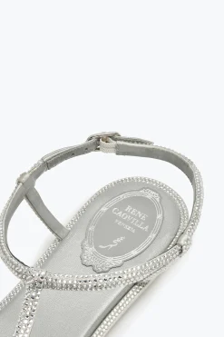 Flat^Rene Caovilla Sandalo Diana Con Cristalli 10 Grigio