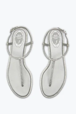 Flat^Rene Caovilla Sandalo Diana Con Cristalli 10 Grigio