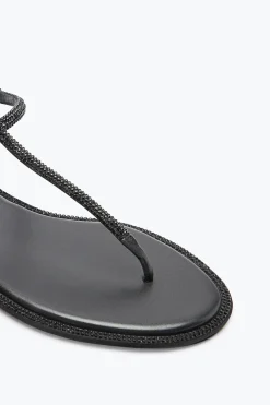 Flat^Rene Caovilla Sandalo Diana Con Cristalli 10 Nero