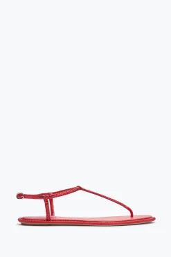 Flat^Rene Caovilla Sandalo Diana Con Cristalli 10 Rosso
