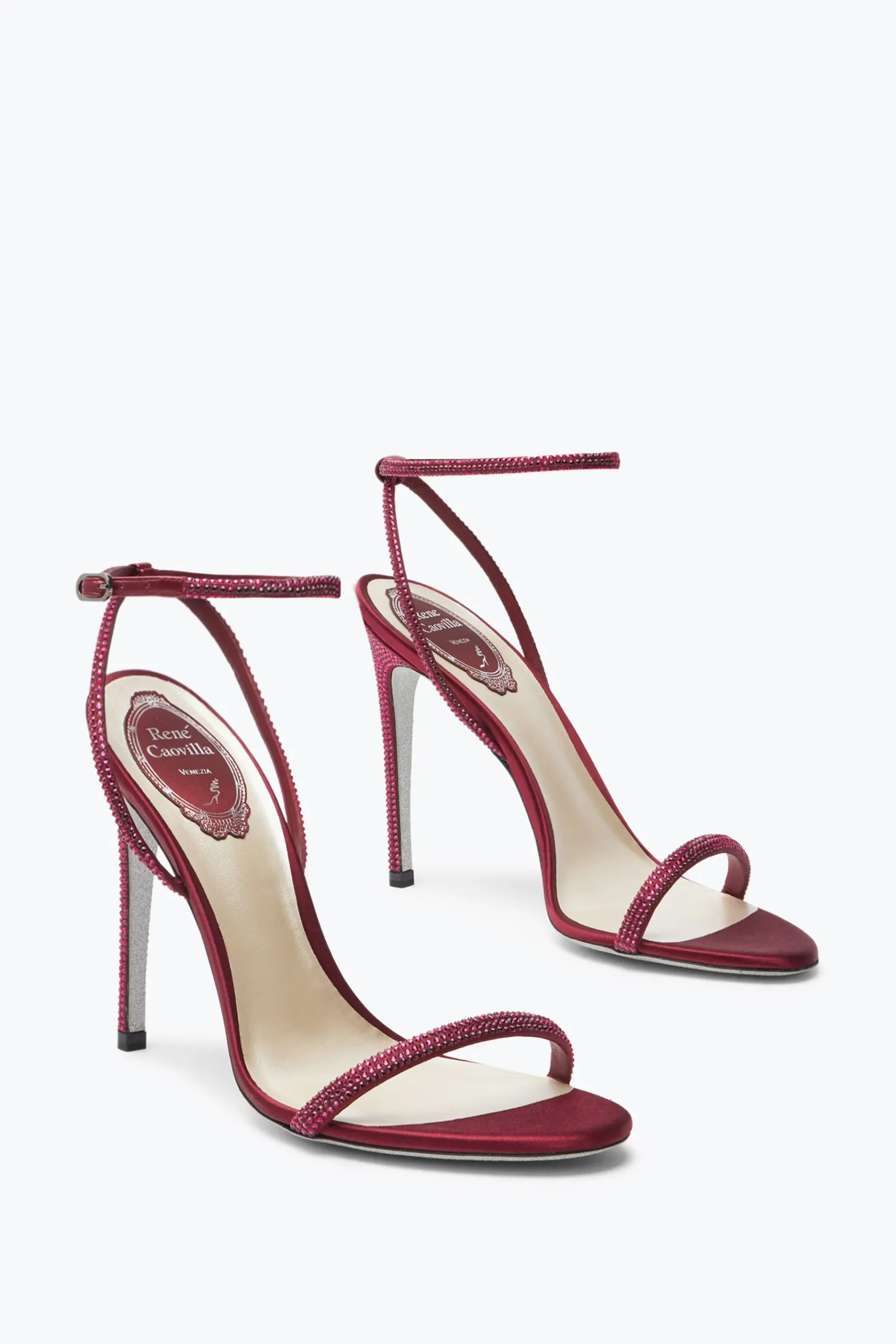 Icone|Sandali^Rene Caovilla Sandalo Ellabrita Bordeaux Con Cristalli 105 Rosso