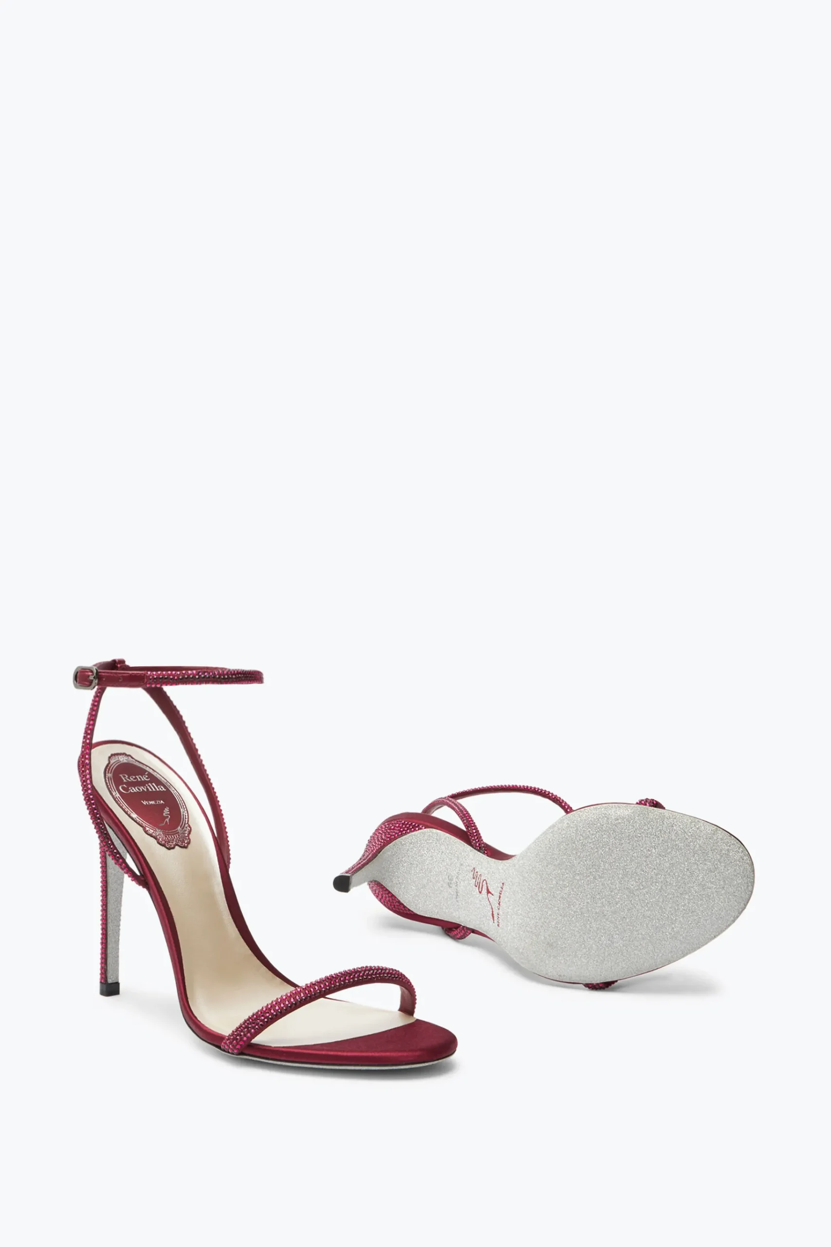 Icone|Sandali^Rene Caovilla Sandalo Ellabrita Bordeaux Con Cristalli 105 Rosso
