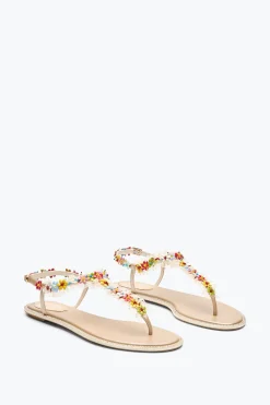 Flat^Rene Caovilla SANDALO FLAT BLOOM 10 Nude