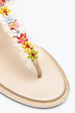 Flat^Rene Caovilla SANDALO FLAT BLOOM 10 Nude