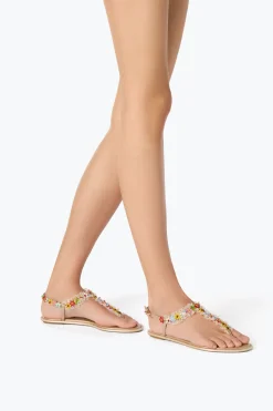 Flat^Rene Caovilla SANDALO FLAT BLOOM 10 Nude