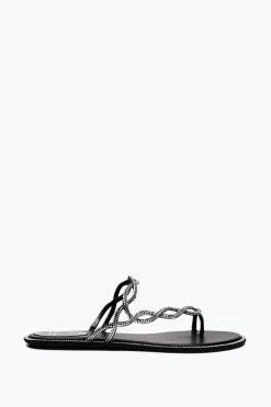 Flat^Rene Caovilla SANDALO FLAT BRAID 10 Nero