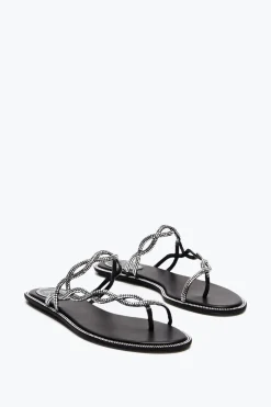 Flat^Rene Caovilla SANDALO FLAT BRAID 10 Nero