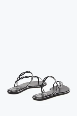 Flat^Rene Caovilla SANDALO FLAT BRAID 10 Nero