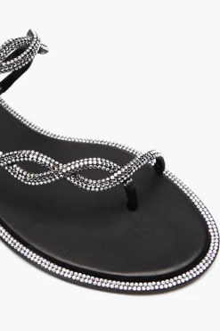 Flat^Rene Caovilla SANDALO FLAT BRAID 10 Nero