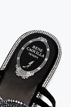 Flat^Rene Caovilla SANDALO FLAT BRAID 10 Nero