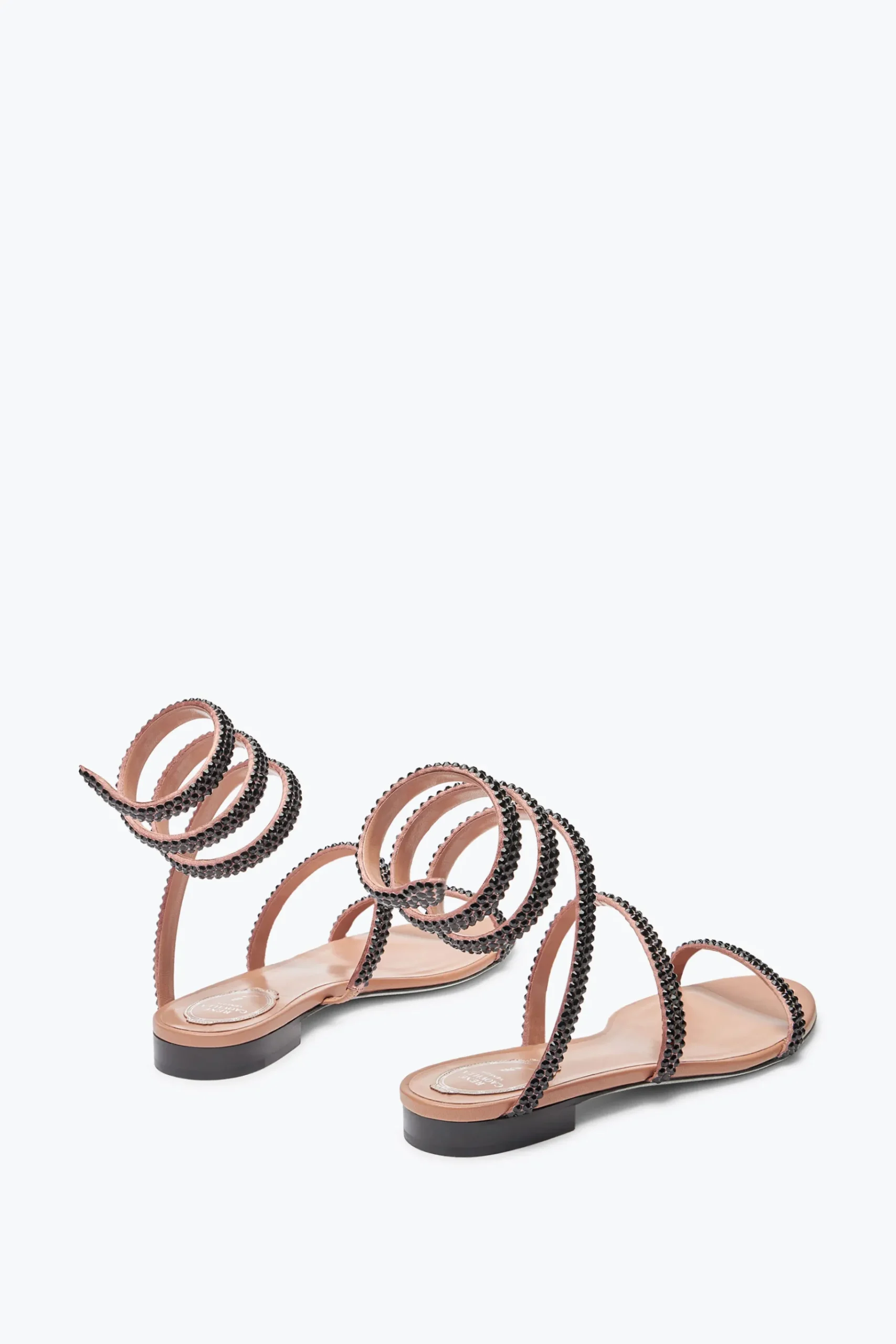 Flat^Rene Caovilla Sandalo Flat Cleo Avana Con Cristalli Neri 10 Marrone