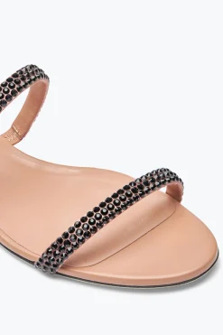 Flat^Rene Caovilla Sandalo Flat Cleo Avana Con Cristalli Neri 10 Marrone