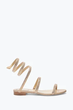 Flat^Rene Caovilla Sandalo Flat Cleo Con Cristalli 10 Champagne