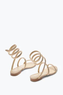 Flat^Rene Caovilla Sandalo Flat Cleo Con Cristalli 10 Champagne