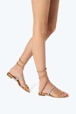 Flat^Rene Caovilla SANDALO FLAT TRIGOLD CLEO TRE ORI 10 Oro