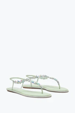 Per Le Invitate|Flat^Rene Caovilla SANDALO INFRADITO EDEN 10 Verde menta