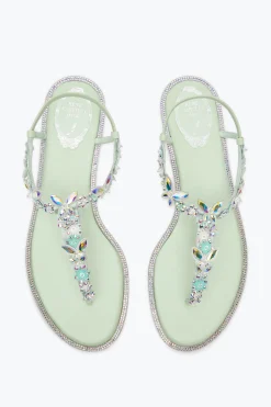 Per Le Invitate|Flat^Rene Caovilla SANDALO INFRADITO EDEN 10 Verde menta