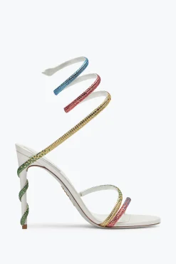 Sandali^Rene Caovilla Sandalo Margot Con Cristalli Arcobaleno 105 Bianco