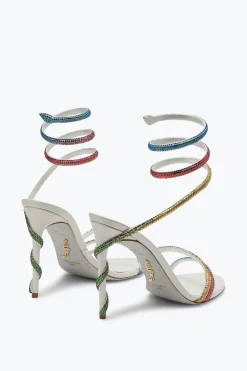 Sandali^Rene Caovilla Sandalo Margot Con Cristalli Arcobaleno 105 Bianco