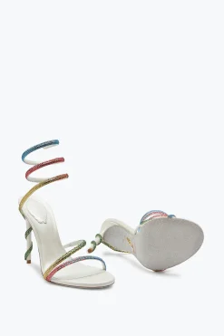 Sandali^Rene Caovilla Sandalo Margot Con Cristalli Arcobaleno 105 Bianco