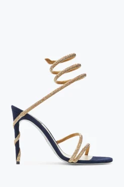 Sandali^Rene Caovilla Sandalo Margot -Oro Con Cristalli 105 Blu