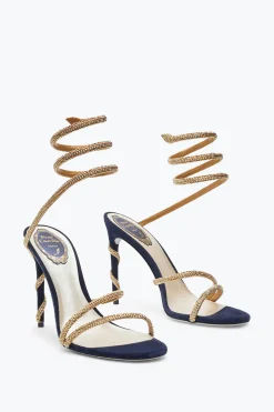 Sandali^Rene Caovilla Sandalo Margot -Oro Con Cristalli 105 Blu
