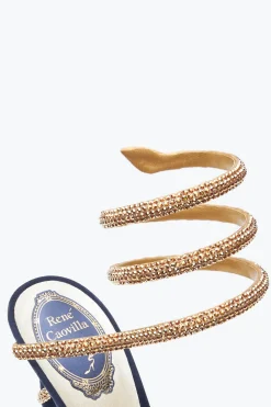 Sandali^Rene Caovilla Sandalo Margot -Oro Con Cristalli 105 Blu