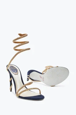 Sandali^Rene Caovilla Sandalo Margot -Oro Con Cristalli 105 Blu