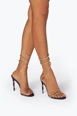 Sandali^Rene Caovilla Sandalo Margot -Oro Con Cristalli 105 Blu