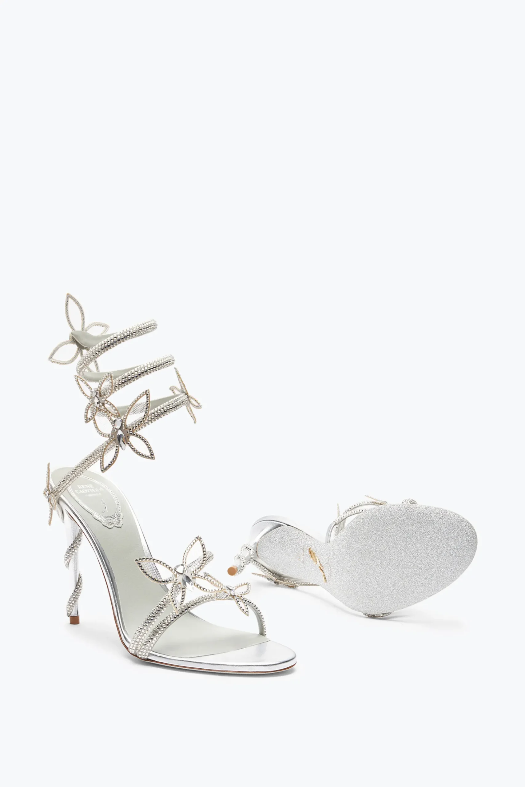 Per Le Invitate|Icone^Rene Caovilla Sandalo Margot Specchiato Con Farfalle 105 Grigio