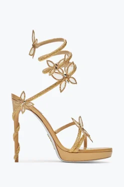 Per Le Invitate|Platform^Rene Caovilla Sandalo Margot Con Plateau E Farfalle 120 Oro