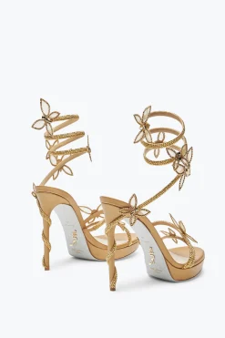 Per Le Invitate|Platform^Rene Caovilla Sandalo Margot Con Plateau E Farfalle 120 Oro