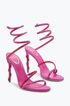 Sandali^Rene Caovilla Sandalo Margot Rosa Shocking Con Cristallli Degradé 105 Fucsia