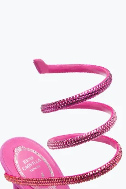 Sandali^Rene Caovilla Sandalo Margot Rosa Shocking Con Cristallli Degradé 105 Fucsia