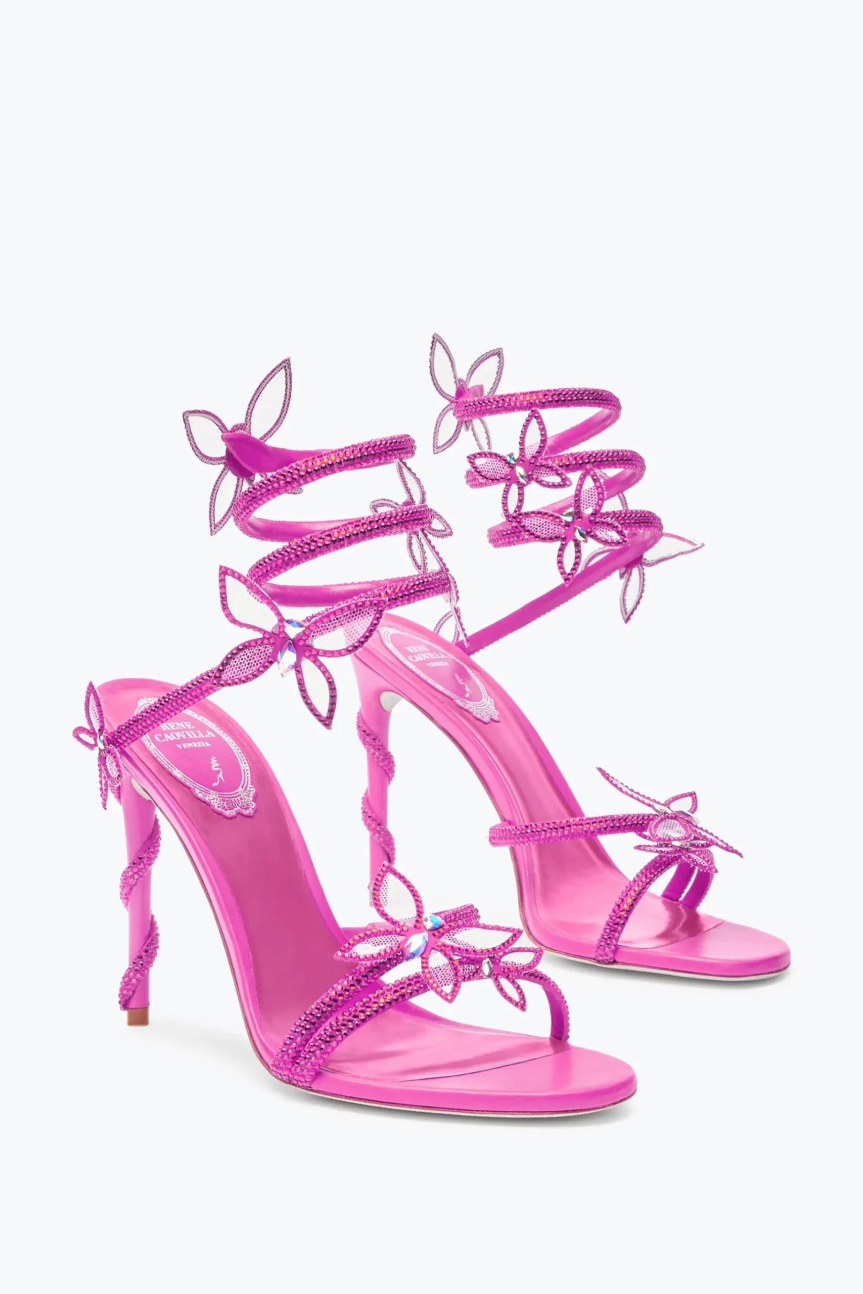 Sandali^Rene Caovilla Sandalo Margot Rosa Shocking Con Farfalle 105 Fucsia