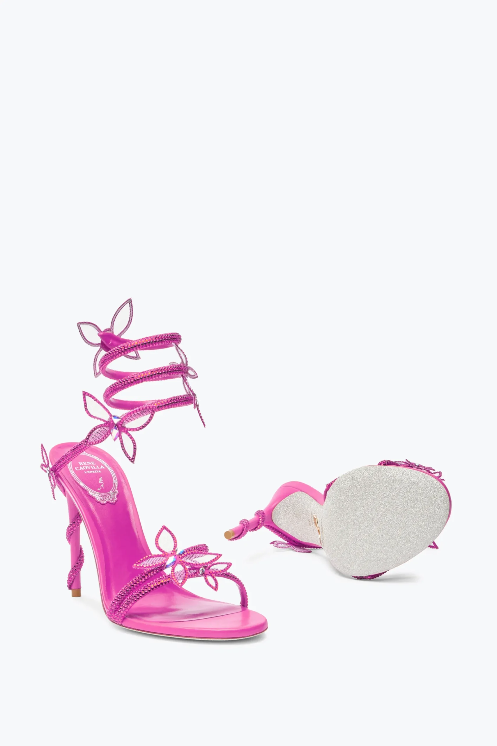 Sandali^Rene Caovilla Sandalo Margot Rosa Shocking Con Farfalle 105 Fucsia