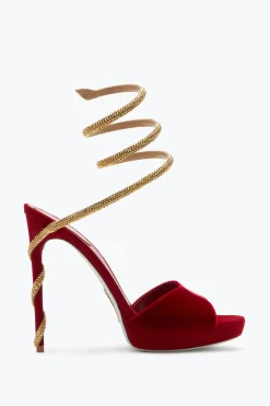 Icone|Platform^Rene Caovilla Sandalo Margot Velluto 120 Rosso