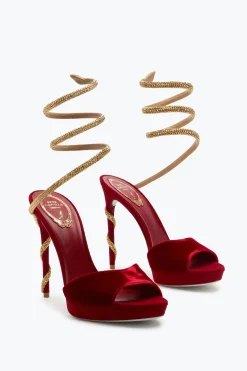 Icone|Platform^Rene Caovilla Sandalo Margot Velluto 120 Rosso