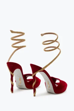 Icone|Platform^Rene Caovilla Sandalo Margot Velluto 120 Rosso