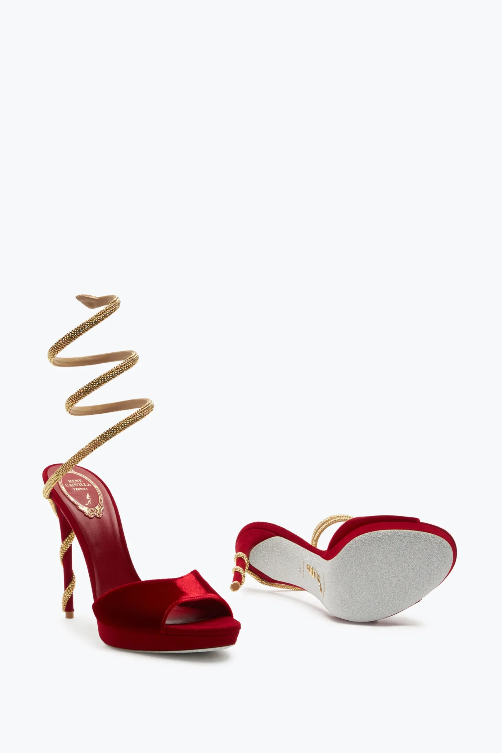 Icone|Platform^Rene Caovilla Sandalo Margot Velluto 120 Rosso