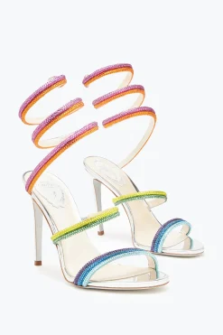 Sandali^Rene Caovilla Sandalo Rainbow Con Cristalli Multicolor 105 Argento