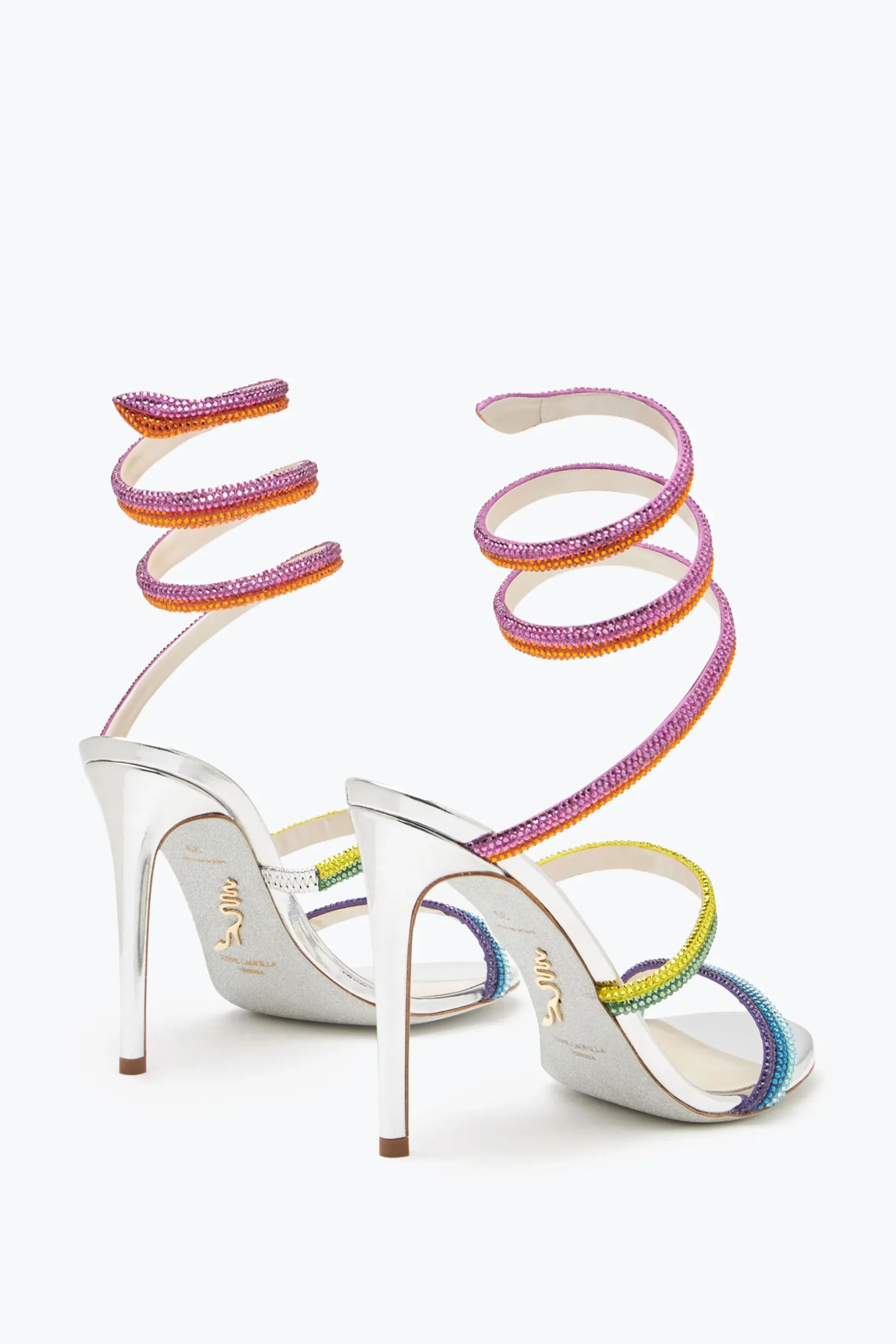 Sandali^Rene Caovilla Sandalo Rainbow Con Cristalli Multicolor 105 Argento